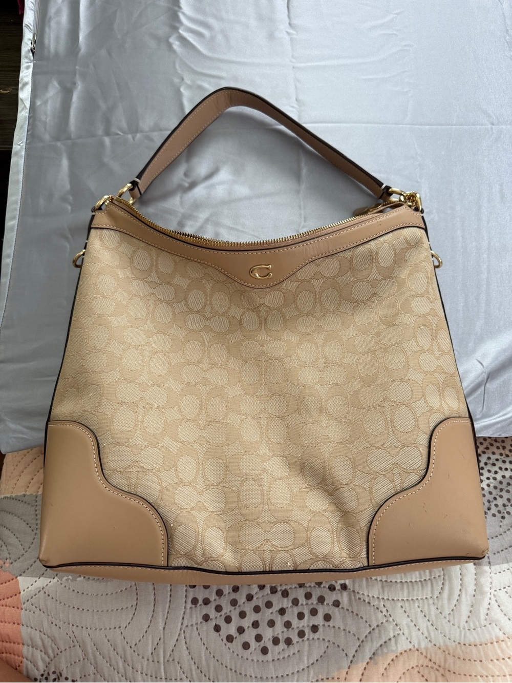 Coach Tan Signature Hobo Shoulder Bag